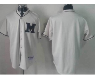 Men's Milwaukee Brewers Customized 1913 Cream M Patch Jersey