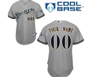 Men's Milwaukee Brewers Customized Gray Jersey