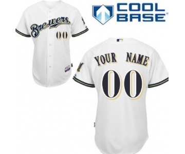 Men's Milwaukee Brewers Customized White Jersey