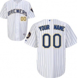 Men's Milwaukee Brewers Customized White Pinstripe Jersey