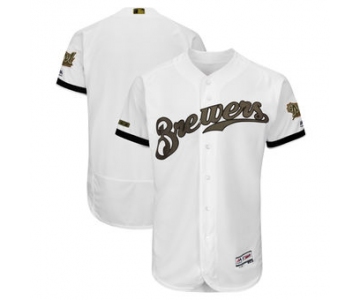 Men's Milwaukee Brewers Majestic White 2018 Memorial Day Authentic Collection Flex Base Team Custom Jersey