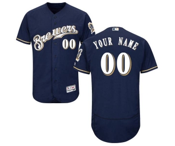 Mens Milwaukee Brewers Navy Blue Customized Flexbase Majestic MLB Collection Jersey
