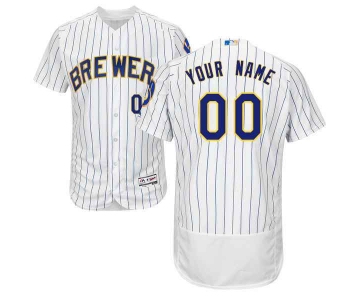 Mens Milwaukee Brewers White Customized Flexbase Majestic MLB Collection Jersey