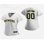 Women's Custom Milwaukee Brewers 2020 White Alternate Nike Jersey