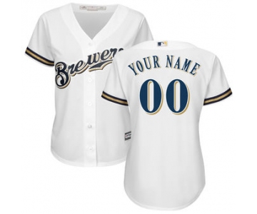 Women's Milwaukee Brewers Majestic White Home Cool Base Custom Jersey