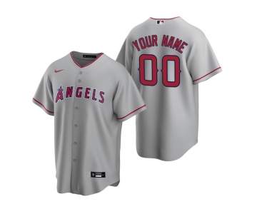Men's Los Angeles Angels Custom Nike Gray Stitched MLB Cool Base Road Jersey