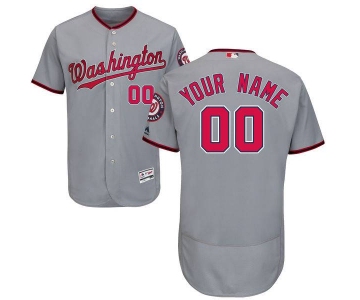 Mens Washington Nationals Grey Customized Flexbase Majestic MLB Collection Jersey