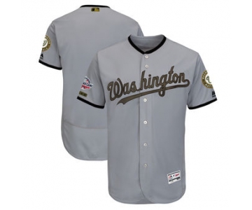 Men's Washington Nationals Majestic Gray 2018 Memorial Day Authentic Collection Flex Base Team Custom Jersey