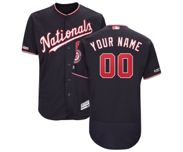 Men's Washington Nationals Navy Customized 150th Patch Flexbase Jersey
