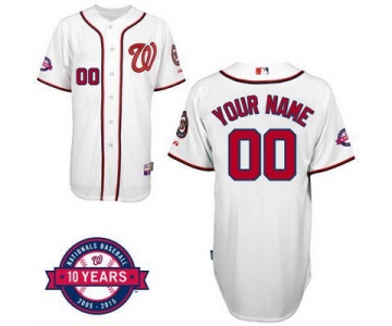 Men's Washington Nationals Personalized Home Jersey With Commemorative 10th Anniversary Patch