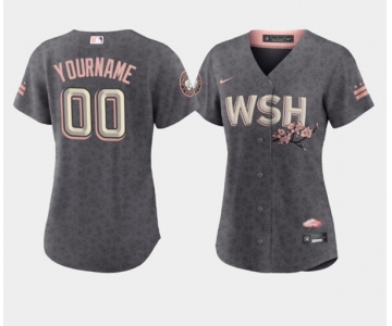 Women's Washington Nationals Active Player Custom 2022 Gray City Connect Cherry Blossom Stitched Jersey(Run Small)