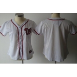 Women's Washington Nationals Customized White With Red Jersey