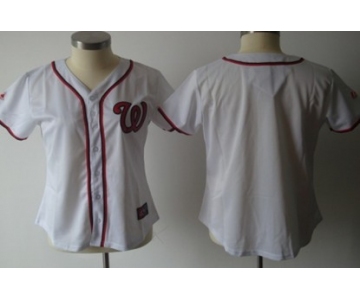 Women's Washington Nationals Customized White With Red Jersey