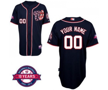 Youth Washington Nationals  Personalized Alternate Navy Blue Jersey With Commemorative 10th Anniversary Patch