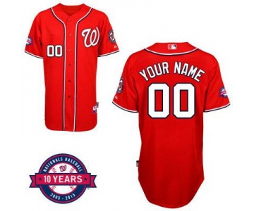 Youth Washington Nationals Personalized Alternate Red Jersey With Commemorative 10th Anniversary Patch