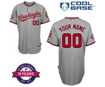 Youth Washington Nationals Personalized Road Jersey With Commemorative 10th Anniversary Patch
