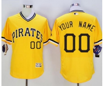 Men's Pittsburgh Pirates Custom Yellow Pullover 2016 Flexbase Majestic Baseball Jersey