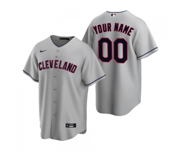 Men's Cleveland Indians Custom Nike Gray 2020 Stitched MLB Cool Base Road Jersey
