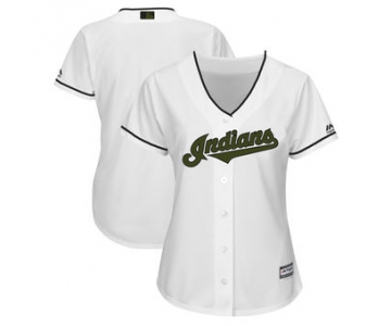 Women's Cleveland Indians Majestic White 2018 Memorial Day Cool Base Team Custom Jersey