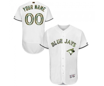 Mens Toronto Blue Jays 2016 Memorial Day FashionWhite Customized Flexbase Majestic MLB Collection Jersey
