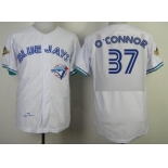 Men's Toronto Blue Jays #37 O'Connor  Royal White 1993 Throwback Cooperstown Collection Stitched MLB Mitchell & Ness Jersey