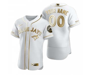 Men's Toronto Blue Jays Custom Nike White Stitched MLB Flex Base Golden Edition Jersey