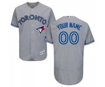 Men's Toronto Blue Jays Customized Gray Road 2016 Flexbase Majestic Collection Baseball Jersey
