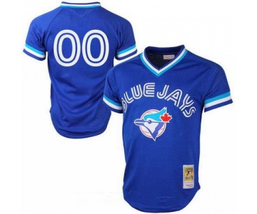 Men's Toronto Blue Jays Royal Blue Mesh Batting Practice Throwback Majestic Cooperstown Collection Custom Baseball Jersey