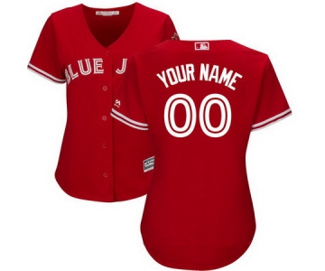Women's Toronto Blue Jays Scarlet Red Custom Stitched MLB 2017 Majestic Cool Base Jersey