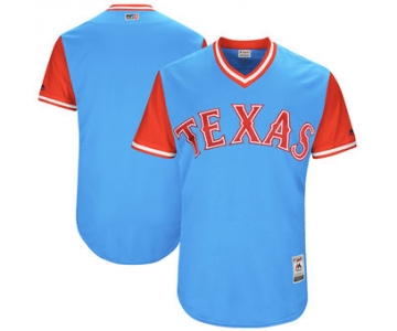 Custom Men's Texas Rangers Majestic Light Blue 2017 Players Weekend Authentic Team Jersey