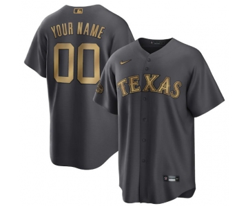 Men's Texas Rangers Active Player Custom Charcoal 2022 All-Star Cool Base Stitched Baseball Jersey