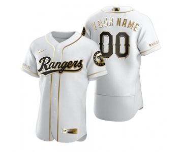 Men's Texas Rangers Custom Nike White Stitched MLB Flex Base Golden Edition Jersey
