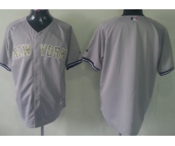 Kids' New York Yankees Customized Gray With Camo Jersey