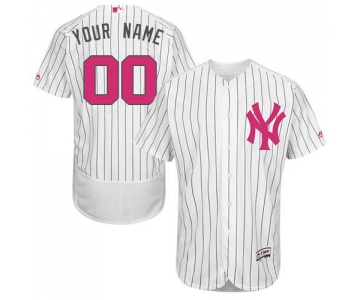 Mens New York Yankees 2016 Mothers Day Fashion White Customized Flexbase Majestic MLB Collection Jersey