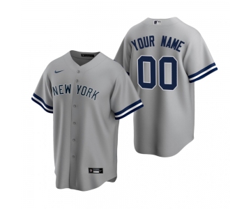 Men's New York Yankees Custom Nike Gray Stitched MLB Cool Base Road Jersey