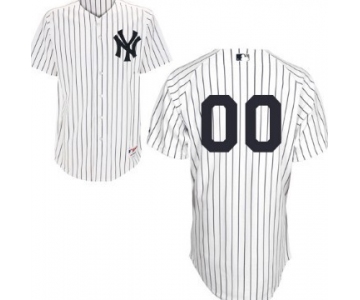 Men's New York Yankees Customized White Pinstripe Jersey