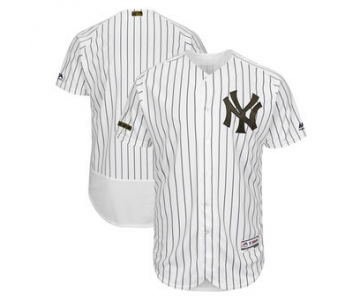 Men's New York Yankees Majestic White 2018 Memorial Day Authentic Collection Flex Base Team Custom Jersey