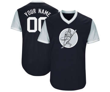Yankees Blue Men's Customized Throwback New Design Jersey