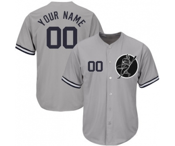 Yankees Gray Men's Customized Cool Base New Design Jersey