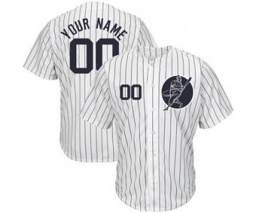 Yankees White Men's Customized Cool Base New Design Jersey