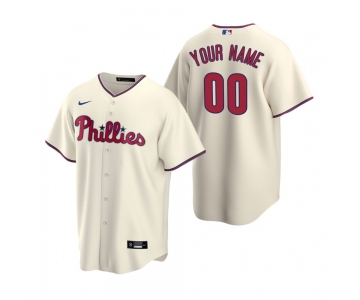 Men's Philadelphia Phillies Custom Nike Cream Stitched MLB Cool Base Jersey