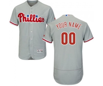 Men's Philadelphia Phillies Customized Gray Road 2016 Flexbase Majestic Collection Baseball Jersey