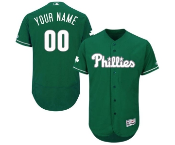 Mens Philadelphia Phillies Green Celtic Customized Flexbase Majestic MLB Collection Jersey