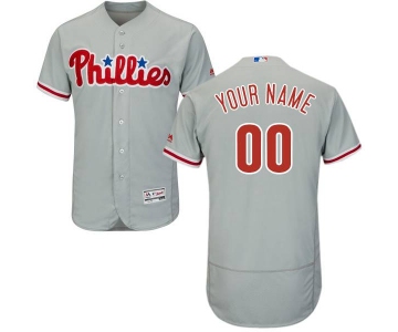 Mens Philadelphia Phillies Grey Customized Flexbase Majestic MLB Collection Jersey