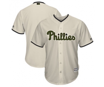 Men's Philadelphia Phillies Majestic Cream 2018 Memorial Day Cool Base Team Custom Jersey