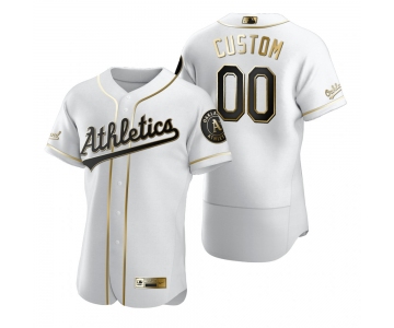 Men's Oakland Athletics Custom Nike White Stitched MLB Flex Base Golden Edition Jersey