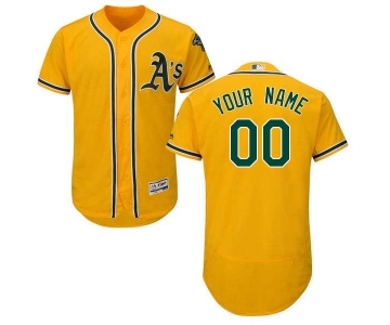 Mens Oakland Athletics Gold Customized Flexbase Majestic MLB Collection Jersey