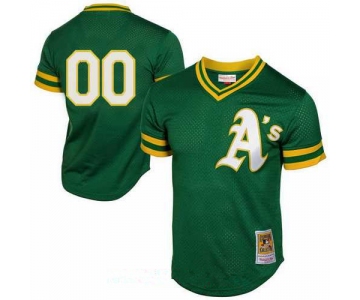 Men's Oakland Athletics Green 1991 Mesh Batting Practice Throwback Majestic Cooperstown Collection Custom Baseball Jersey