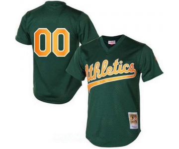 Men's Oakland Athletics Green 1998 Mesh Batting Practice Throwback Majestic Cooperstown Collection Custom Baseball Jersey