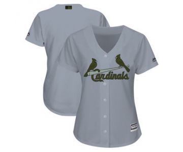 Women's St. Louis Cardinals Majestic Gray 2018 Memorial Day Cool Base Team Custom Jersey